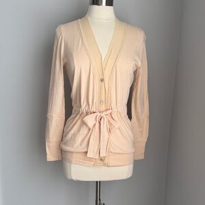 J Crew Blush Button-Up Cardigan with Tie Waist